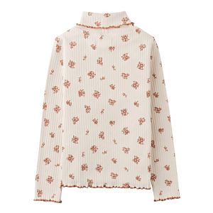 Лонгслив с воротником Gingersnaps "Rosemary", цветы на ванильном